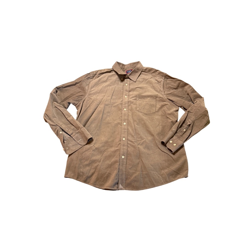 NWOT Untuckit Size XL Men Brown Corduroy Long Sleeve Button Up 100% Cotton